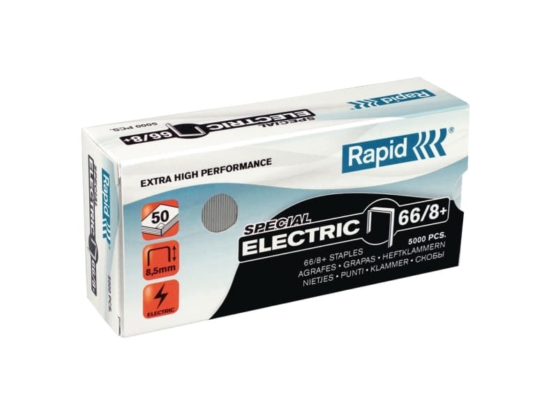 Rapid Niitit SuperStrong 66/8+ Galvanoitu 5000/ltk, Niittipakkaus, 8,5 mm, 5000 niitit, 66/8+, Ruostumaton teräs, 50 arkkia
