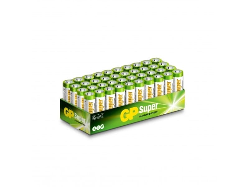 GP Batteries Super Alkaline 15A/LR6, Kertakäyttöinen akku, AA, Alkali, 1,5 V, 40 kpl, Monivärinen