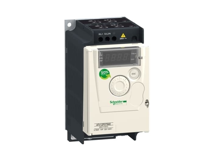 Schneider Electric ATV12P075M2, Adjustable Speed Drive (ASD), Teho, IP20 C-Tick CSA NOM GOST UL, 1 hp, 200 - 240 V, 50 - 60 Hz