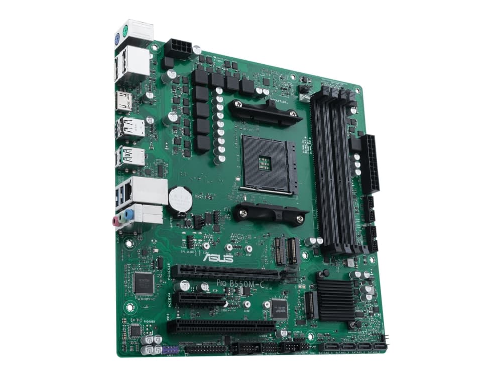 ASUS Pro B550M-C/CSM - Emolevy - micro-ATX - Socket AM4 - AMD B550 Chipset - USB-C Gen2, USB 3.2 Gen 1, USB 3.2 Gen 2 - Gigabit LAN - sisäinen grafiikka (CPU tarvitaan) - HD Audio (8-kanavainen)