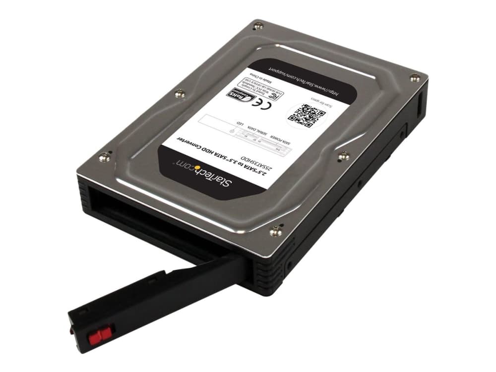StarTech.com 25SAT35HDD, 8,89 cm (3.5), Tallennusaseman alusta, musta, Hopea, 2.5, Alumiini, Muovi, 12.5 mm