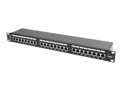Lanberg PPS6-1024-B - Liitäntäpaneeli - CAT 6 - STP - RJ-45 X 24 - lajitelma, RAL 9004 - 1U - 19
