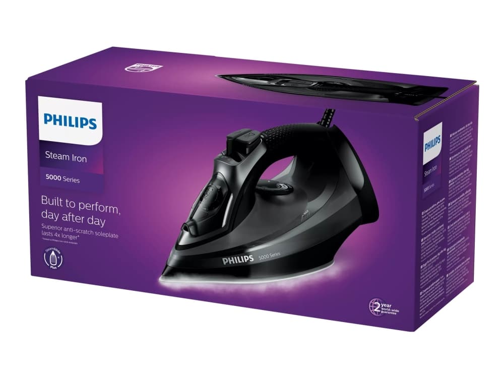 Philips 5000 series DST5040/80 Höyrysilitysrauta, Höyrysilitysrauta, SteamGlide Plus -pohjalevy, 2 m, 200 g/min, Musta, 45 g/min