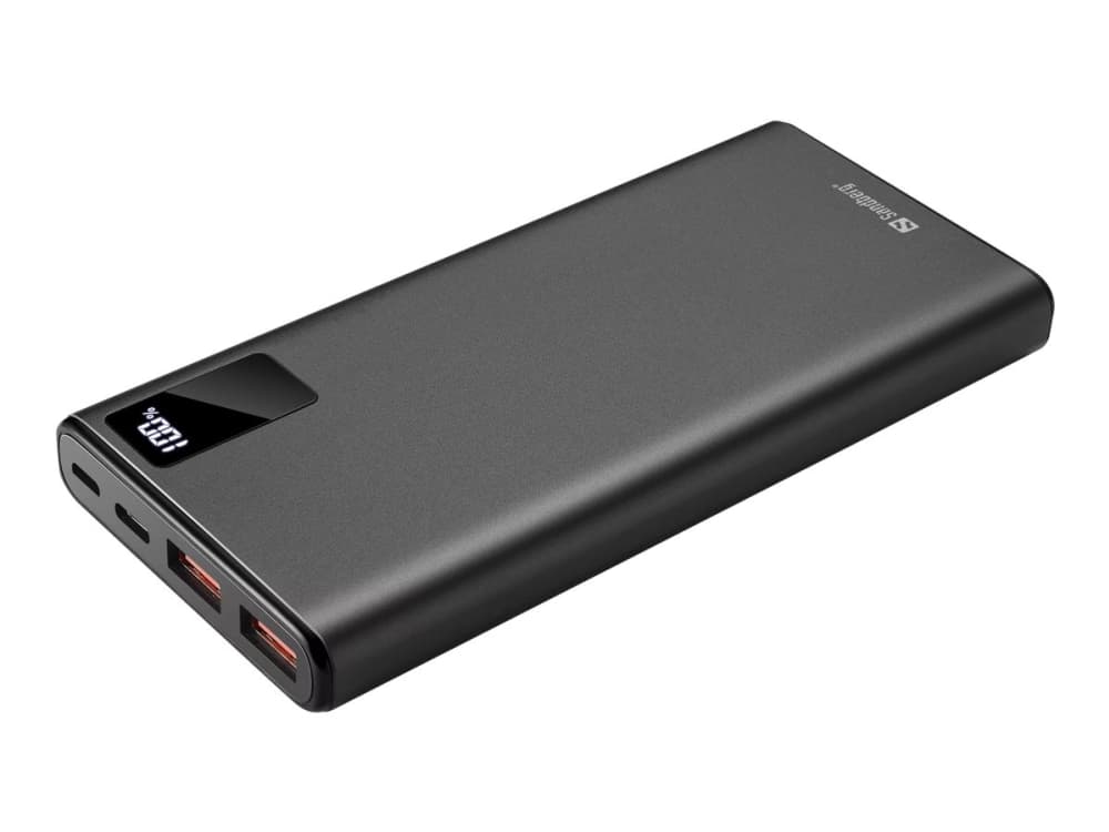 Sandberg - Powerbank - 10000 mAh - 37 Wh - 20 Watt - 3 A - PD, QC 3.0 - 3 output-stikforbindelser (2 x USB, USB-C) - på kabel: USB-C