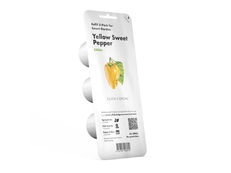Click & Grow 4742793008950, Syötävä kasvi, Keltainen paprika, Aloituspakkaus, 3 kpl, Laatikko