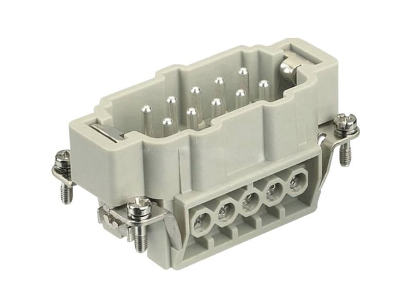 HARTING HAN E liitin, insertti tyyppi 10Kahvallinen liitin ruuviliitin max 2,5mm2, 16A10 napainen