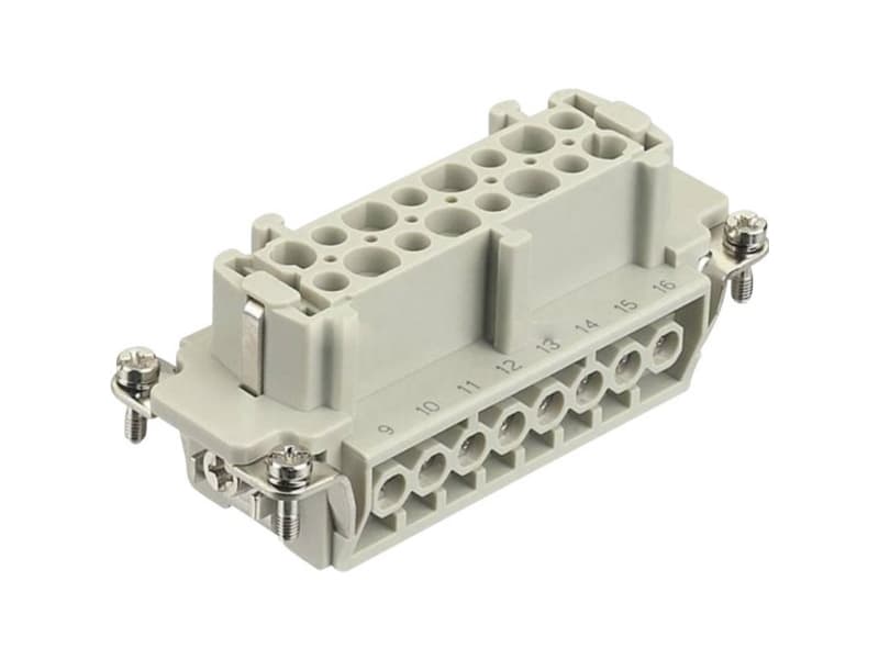 HARTING HAN E liitin, insertti tyyppi 16Bhunstik ruuviliitin max 2,5mm2, 16A16 napainen