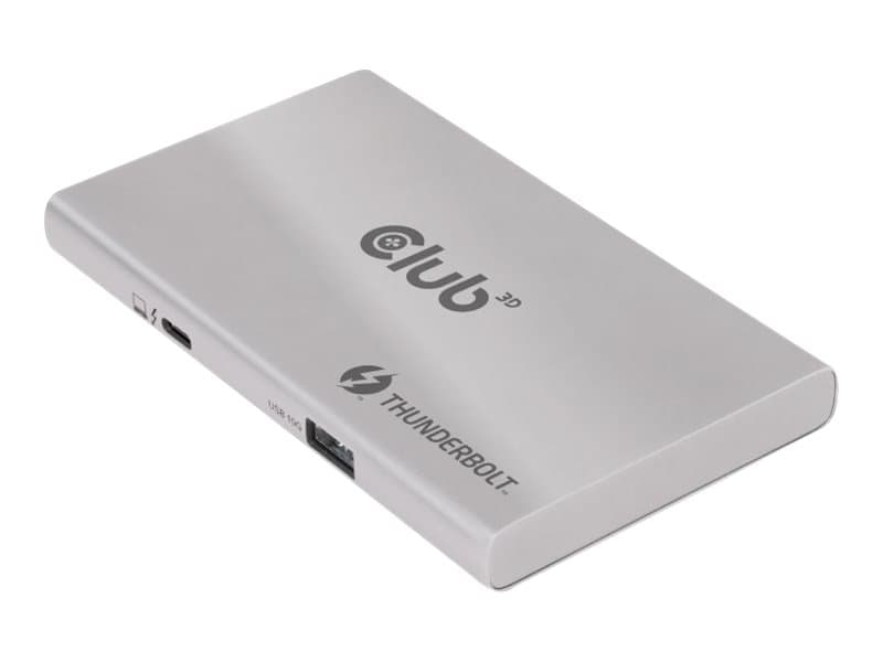 CLUB3D Thunderbolt™4 Portable 5-in-1 Hub with Smart Power, Telakointi, Thunderbolt 4, Hopea, OS Support: Windows10™ or above version supported Thunderbolt™ 4 host MacOS™ 11 or above..., DC, 10 W
