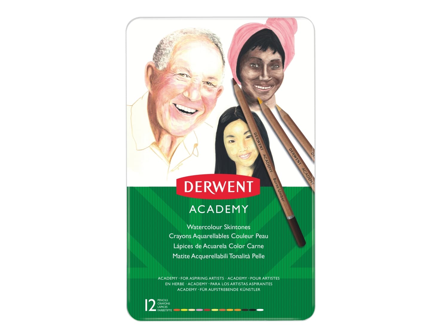 Derwent Academy akvarelliväri ihonväri 12 kpl ass. värejä - (6 kpl.)