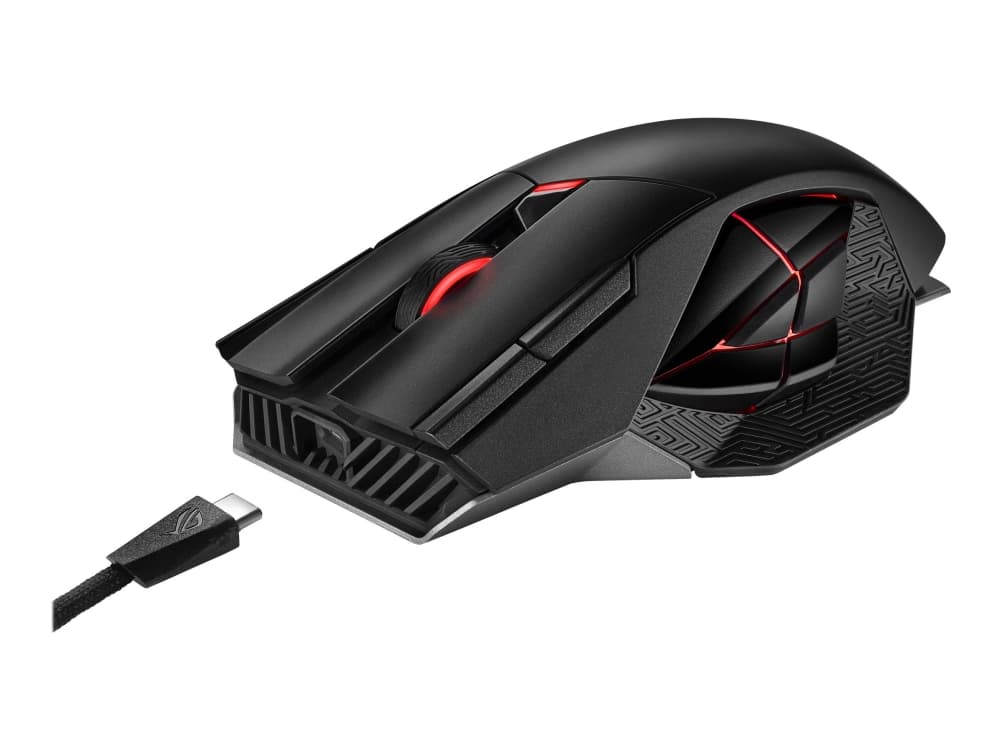 ASUS ROG Spatha X, Oikeakätinen, Optinen, RF Wireless + USB Type-A, 19000 DPI, Musta