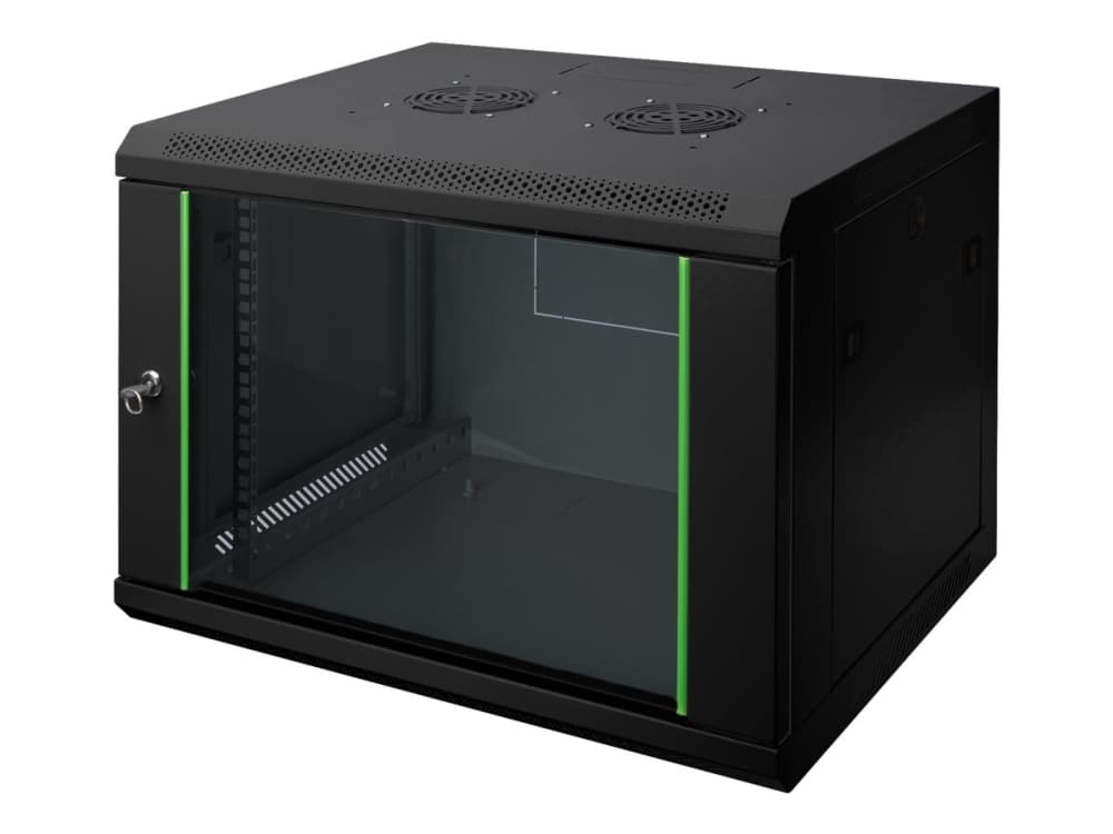 Digitus DN-19 07-U-EC-SW, Seinään asennettava laitekehikko, 7U, 60 kg, Näppäinlukko, 15 kg, Musta