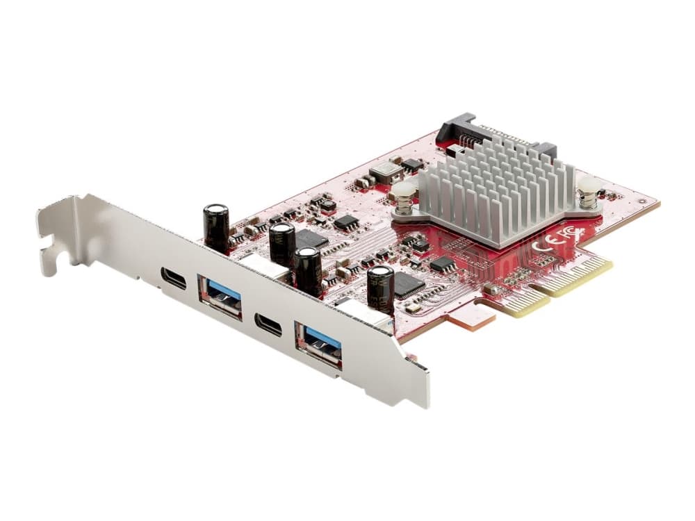 StarTech.com 4-porttinen USB PCIe-kortti, 10Gbps USB PCI Express -laajennuskortti, 2 ohjainta, 2x USB-C &amp 2x USB-A portit (USB 3.2/3.1 Gen 2), USB/USB-C PCI-e-kortti, Full Profile Brackets - USB PCIe Add-On Card (PEXUSB312A2C2V) - USB-adapteri - PCIe 3.0 x4 - USB-C 3.2 Gen 2 x 2 + USB-C 3.2 Gen 2 x 2 - rød