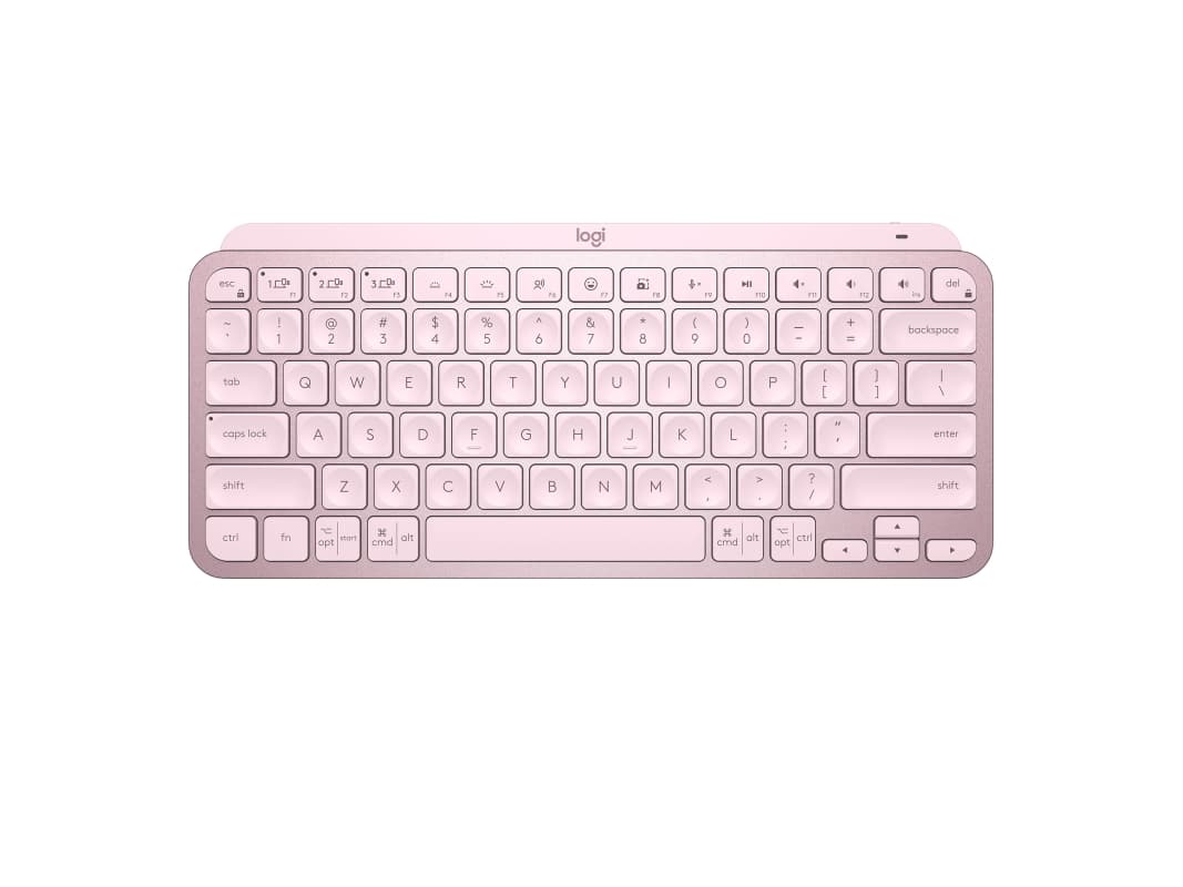 Logitech MX Keys Mini, Mini, RF Wireless + Bluetooth, Näppäimen saksikytkin, QWERTY, Vaaleanpunainen
