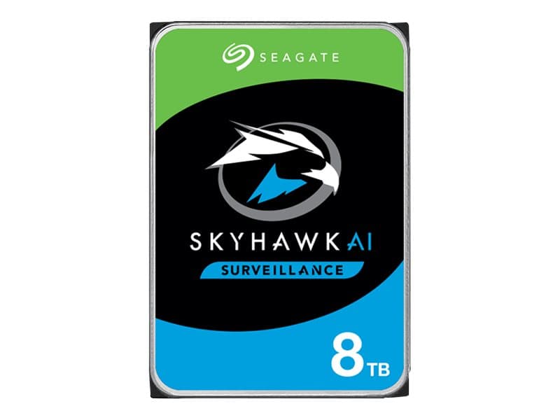 Seagate SkyHawk AI ST8000VE001 - Kiintolevy - 8 TB - sisäinen - 3,5 - SATA 6Gb/s - puskuri: 256 MB - 3 vuoden Seagate Rescue Data Recovery -paketin kanssa