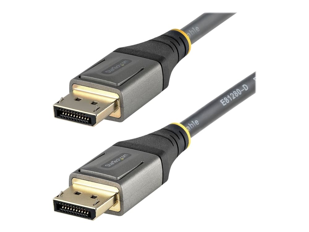 StarTech.com 10ft (3m) VESA-sertifioitu DisplayPort 1.4 kaapeli, 8K 60Hz HDR10, Ultra HD 4K 120Hz DP videokaapeli, DisplayPort to DisplayPort kaapeli, DP johto näytöille, M/M - DP 1.4 kaapeli salvoilla (DP14VMM3M) - DisplayPort kabel - DisplayPort (han) til DisplayPort (han) - DisplayPort 1.4 - 3 m - formet, passivt, 8K60 Hz (7680 x 4320) tuki, 4K120 Hz (3840 x 2160) tuki - grå, sort