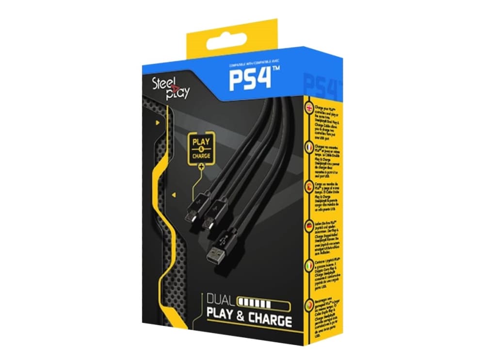 Steelplay Double Play & Charge - Opladning/datakaapeli - USB han til Micro-USB Type B han - 3 m - lajittelu - Sony PlayStation 4, Sony PlayStation 4 Pro, Sony PlayStation 4 Slim -laitteille