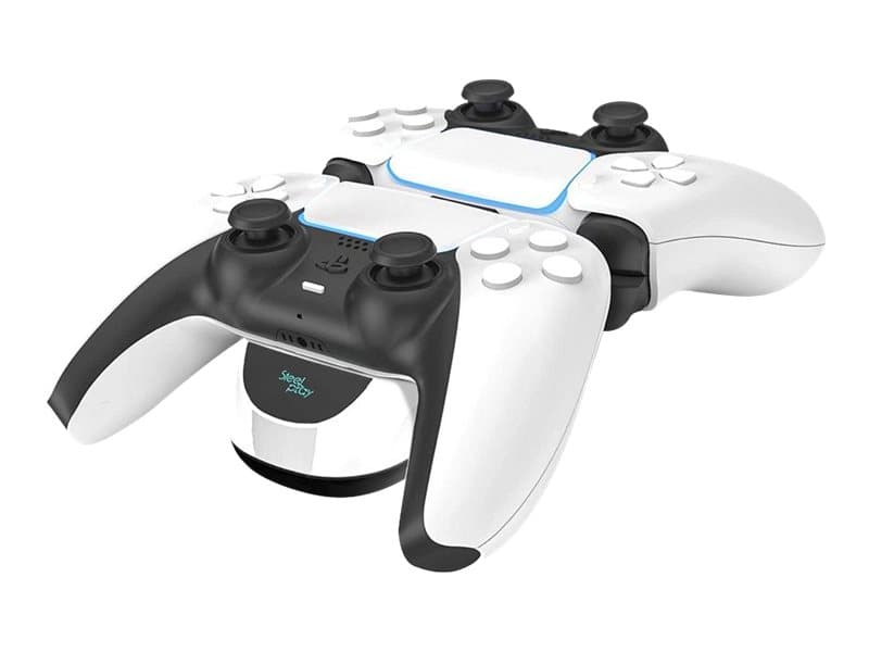 Steelplay JVAPS500005, PlayStation 5, Latausjalusta, Musta, Valkoinen, USB, Sony, Playstation 5