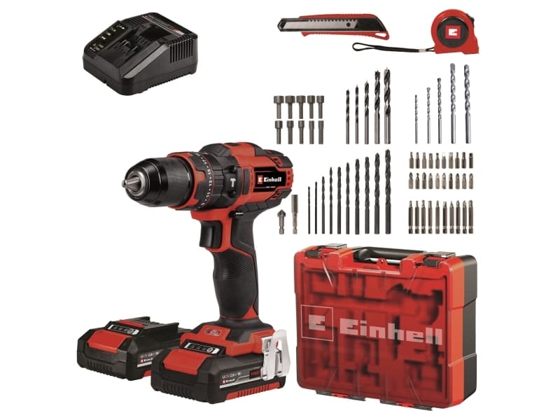 Einhell TE-CD 18/40, Pistooliporakone, Avaimeton, Harjattu, musta, Punainen, 1,3 cm, 24000 RPM
