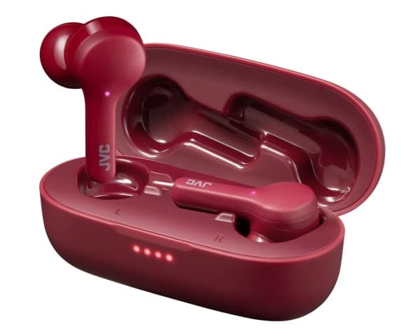 JVC HA-A8T - aidot langattomat kuulokkeet mikrofonilla. - korvakärki / in-ear - Bluetooth® 5.0 - jopa 15 tuntia akunkestoa (mukana olevan latauslaatikon kautta) - Punainen