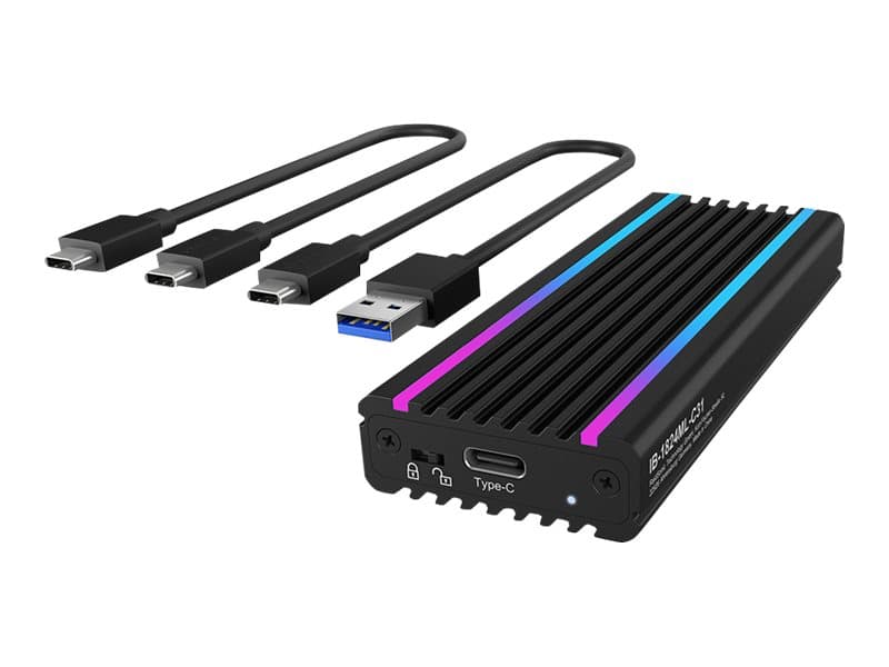 ICY BOX IB-1824ML-C31, SSD-kotelo, M.2, PCI Express 3.0, 10 Gbit/s, USB-liitettävyys, Musta