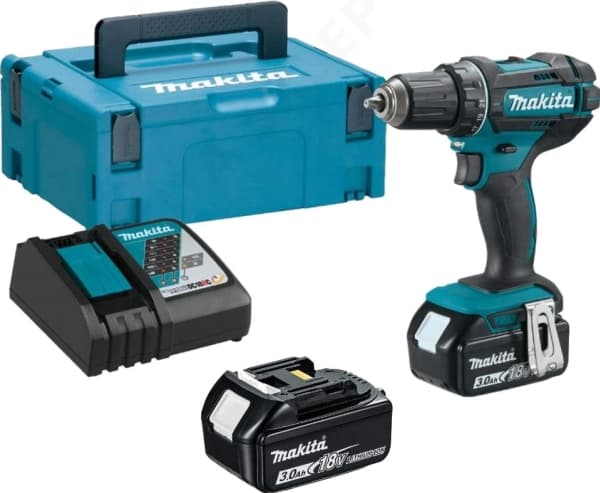 Makita DDF482RFJ - Porakone/porakone - akkuporakone - 2-nopeuksinen - avaimeton porakori 13 mm - 62 N-m - 2 akkua - 18 V