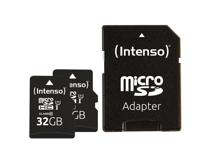 Intenso Kaksoispakkaus microSDHC 32GB UHS-I Premium sis. SD-sovittimen - High Capacity SD (MicroSDHC), 32 GB, MicroSDHC, Class 10, UHS-I, 90 MB/s, Class 1 (U1)