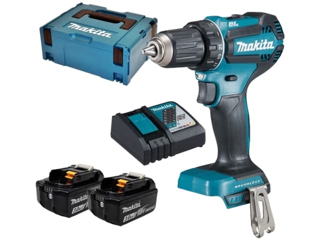 Makita DDF485RFJ Cordless drill, 18 V, 2x 3.0 Ah Li-ion, 50/25 Nm, 1.7 kg, LED, BL-motor, MAKPACK