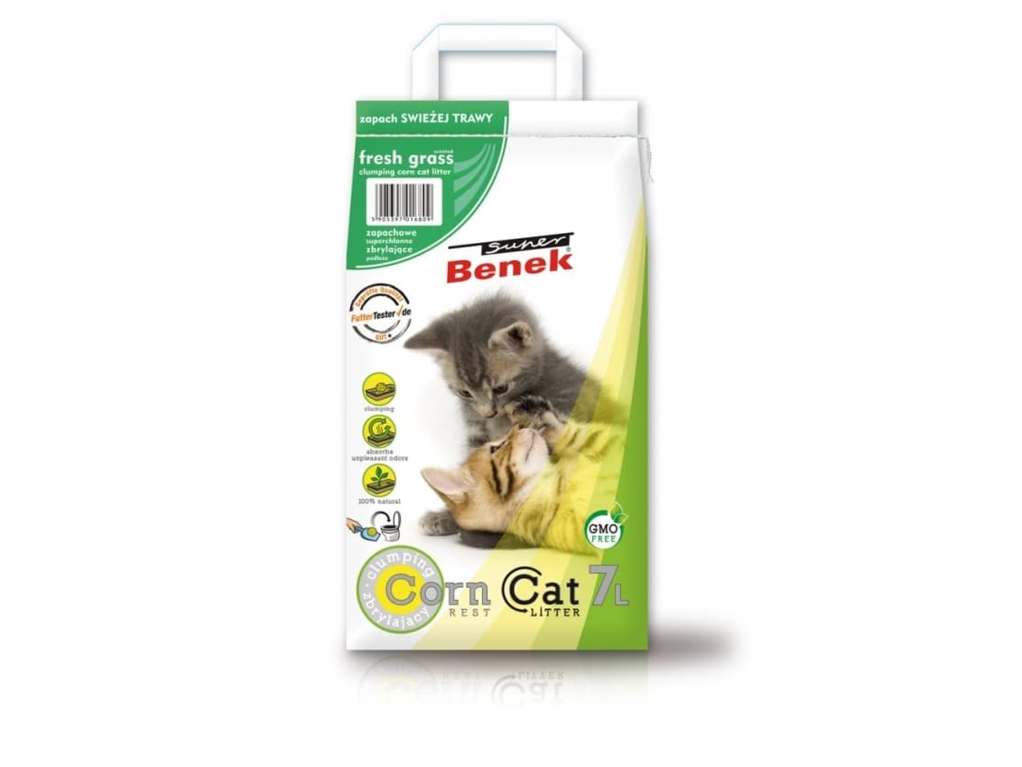 Certech Super Benek Corn Cat Fresh Grass - kokkareinen maissipehku 7 l