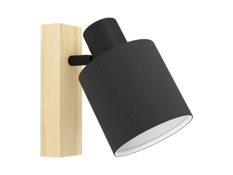 EGLO LED-Wandleuchte Batallas 1 E27 Holz/schwarz, Pinta-asennettavat spottivalot, E27, 1 lamppu(a), 220-240 V, Musta, Ruskea, Valkoinen