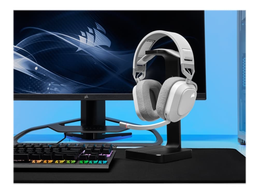 Corsair HS80 RGB, Langaton, Pelaaminen, 20 - 40000 Hz, 370 g, Kuulokkeet, Valkoinen