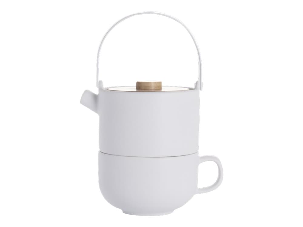 Bredemeijer Umea, Teekannusetti, 500 ml, Valkoinen, Bamboo, Kivimateriaali, Haudutussuodatin, 135 mm