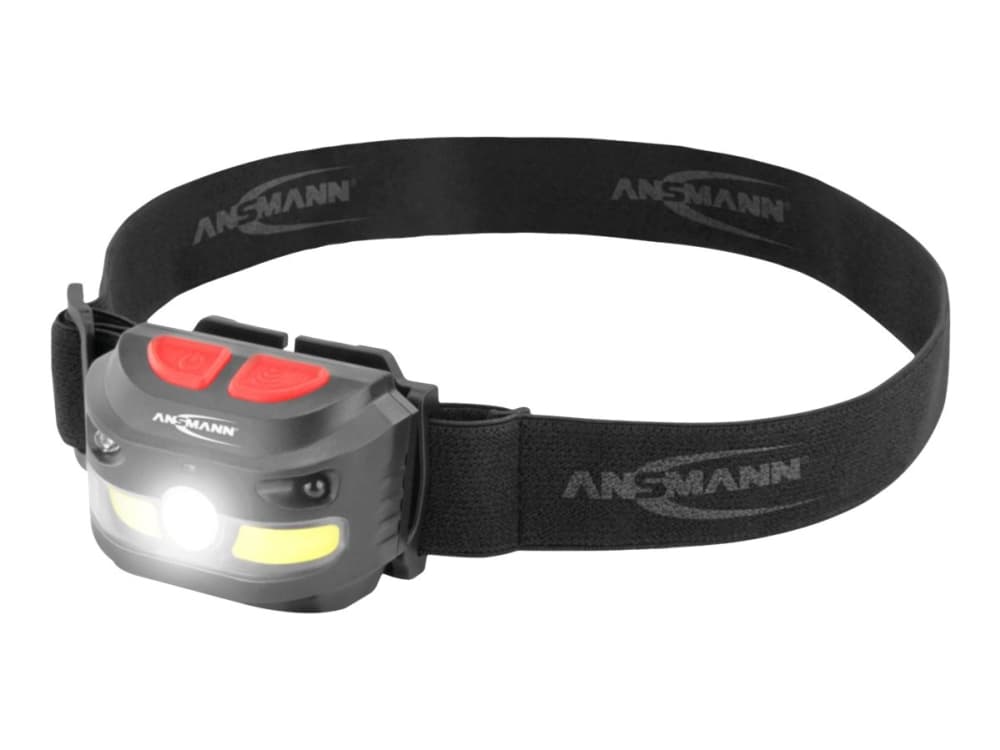 Ansmann HD250RS, Taskulamppu otsanauhalla, Musta, Painikkeet, IP54, COB LED, 3 lamppua