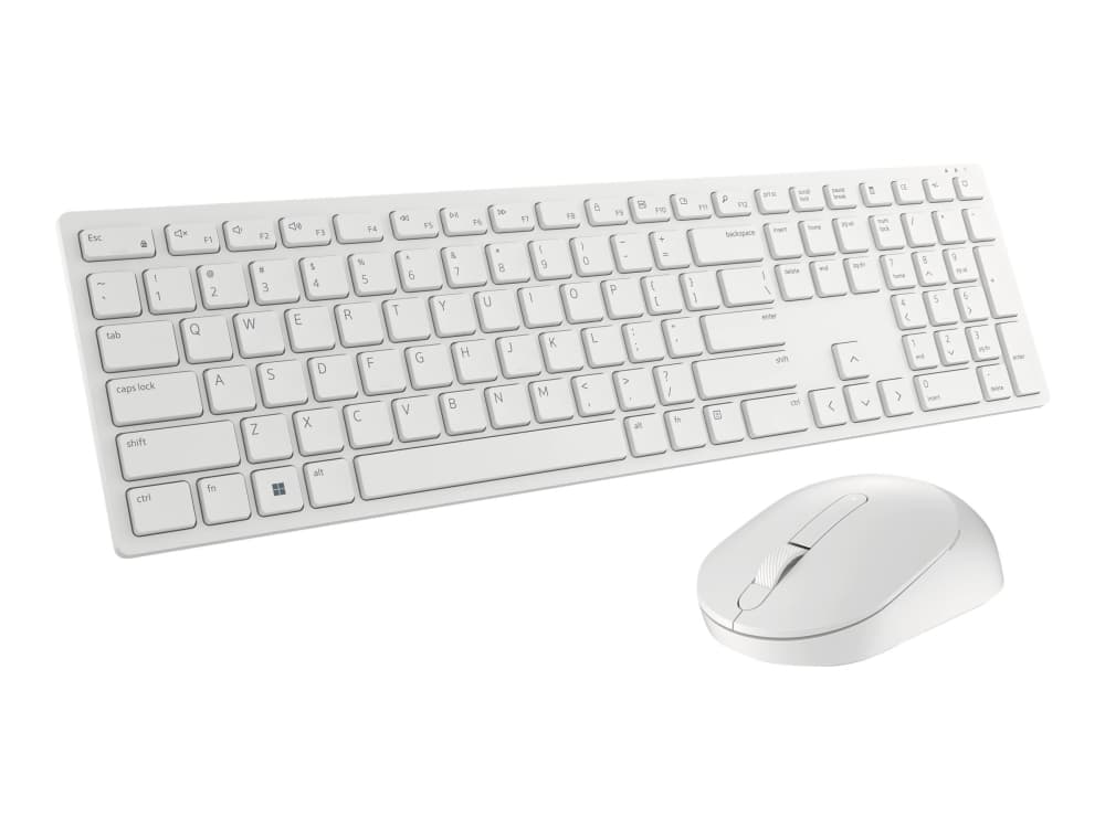 DELL KM5221W-WH, Täysikokoinen (100 %), Langaton RF, QZERTY, Valkoinen, Sisältää hiiren