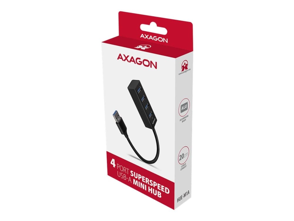 AXAGON HUE-M1A - Keskitin - 4 x USB 3.2 Gen 1 - pöytätietokoneet