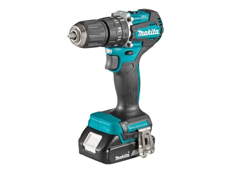 Makita DHP487RAJ - Vasaraporakone/ruuvinväännin - akkuporakone - 2-nopeuksinen - avaimeton porapatruuna 13 mm - 40 N-m - 2 akkua - 18 V