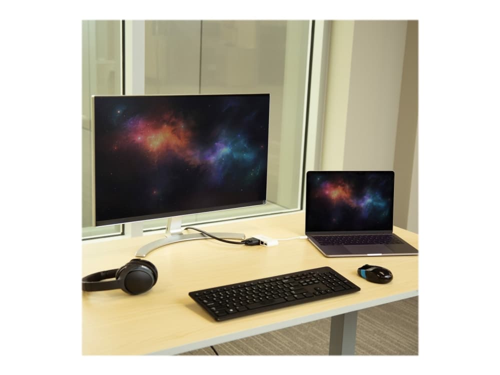 StarTech.com USB C Multiport Adapter, USB-C to DVI-D (Digital) Video Adapter with 60W Power Delivery Passthrough Charging, GbE, USB-A, Portable USB Type-C/Thunderbolt 3 Mini Laptop Dock - Dock with Ethernet (DKT30CDVPD) - Ulkoinen videosovitin - USB-C - DVI, RJ-45 - Valkoinen