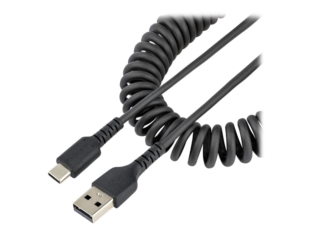 StarTech.com 3ft (1m) USB C latauskaapeli, kierretty Heavy Duty Fast Charge &amp Sync USB-C kaapeli, korkealaatuinen USB 2.0 Type-C kaapeli, kestävä aramidikuitu, TPE, 3A, S20, iPad, Pixel - Kestävä uros - uros USB, musta - USB-kaapeli - USB-C (han) til USB-C (han) - USB 2.0 - 3 A - 1 m - snoet - lajittelu