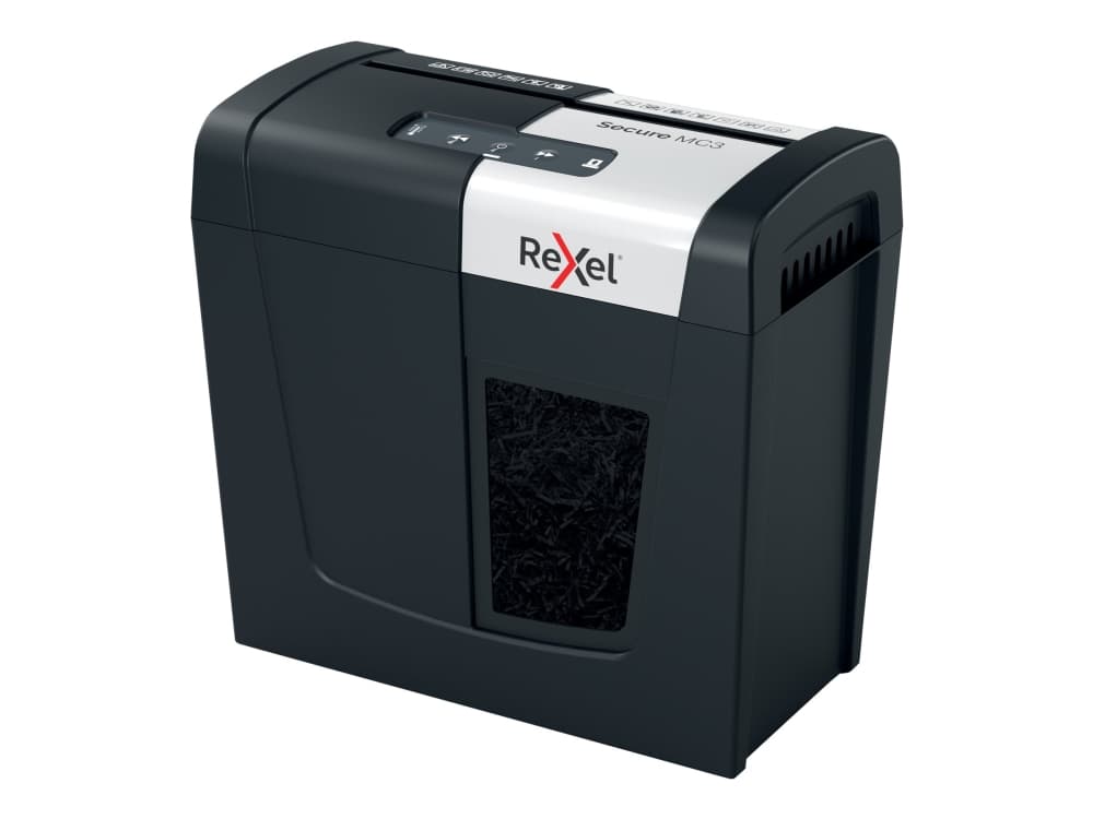 Rexel Secure MC3, Ristiinleikkaava, 2x15 mm, 10 L, 125 arkkia, 60 dB, Painikkeet