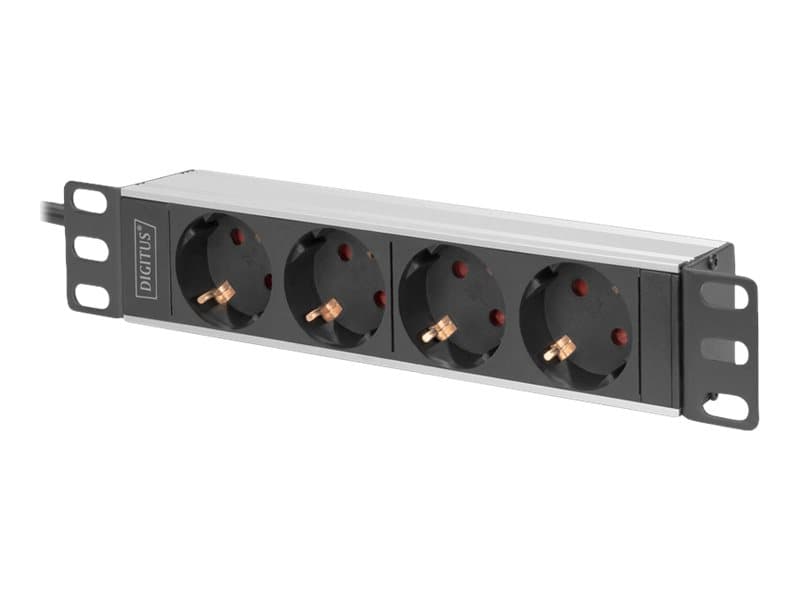 Digitus DN-95418, Perus, 0U/1U, Alumiini, Muovi, Musta, 4 AC-pistorasia(a), Tyyppi F