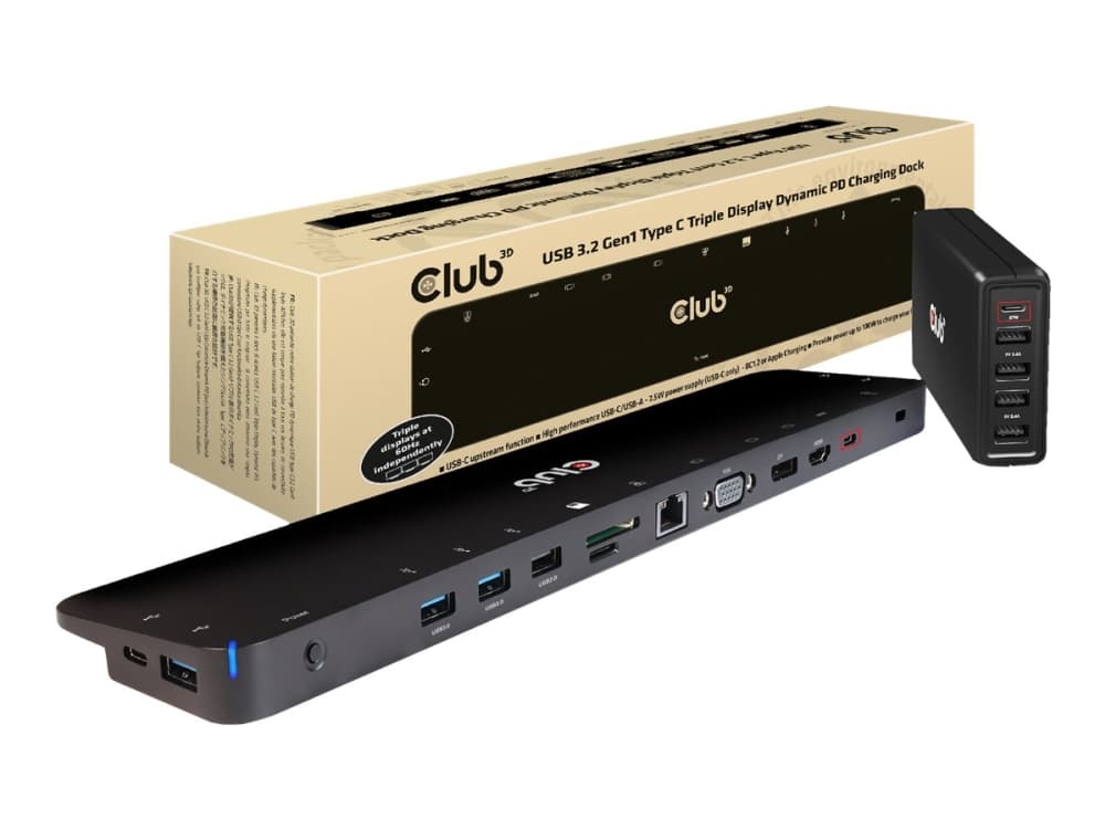 CLUB3D CSV-1564W100, Telakointi, USB 3.2 Gen 1 (3.1 Gen 1) Type-C, Musta, Lenovo Dell Acer Asus. MSI. Toshiba Apple HP Razer, Meets ROHS, FCC, and CE EMI requirements
