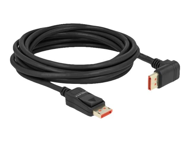 Delock - DisplayPort-kaapeli - DisplayPort (M) suora - DisplayPort (M) kulma ylöspäin - DisplayPort 1.4 - 5.0m - tukee 8K 60 Hz (7680 x 4320) - musta (87057)