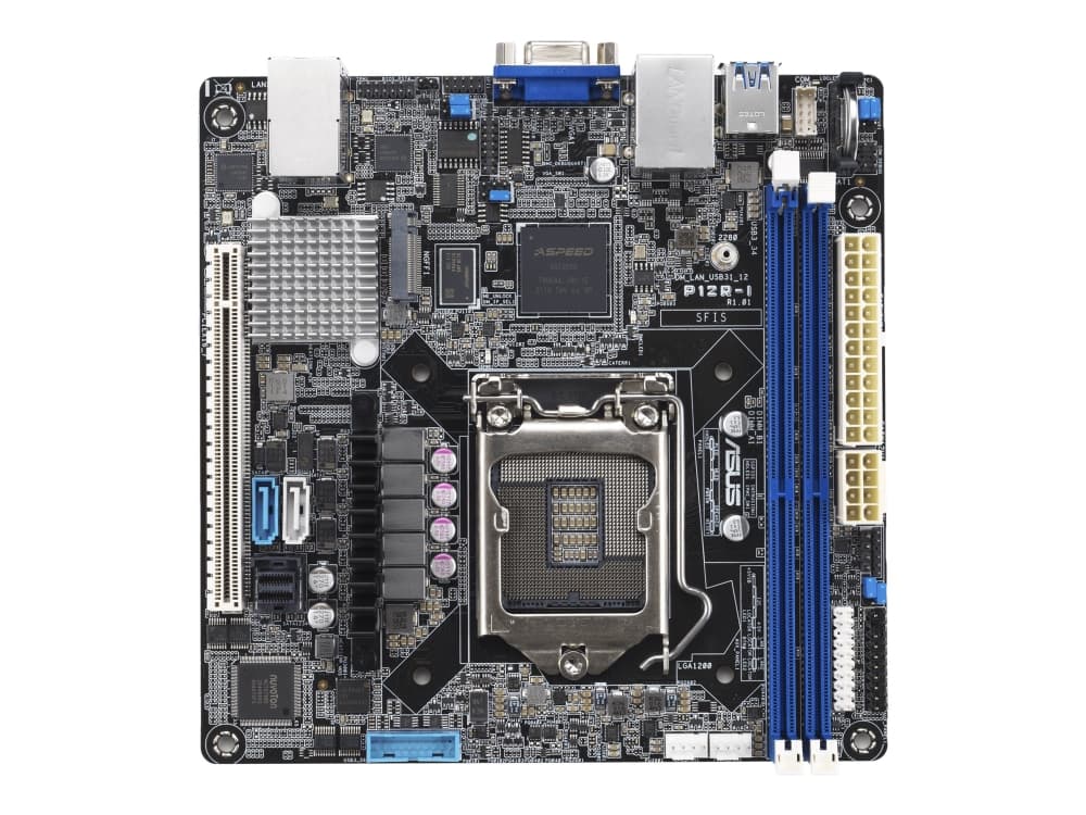 ASUS P12R-I - Bundkortti - mini ITX - LGA1200-sarja - C252-piirisarja - USB 3.2 Gen 1 - 2 x Gigabit LAN - onboard grafiikka