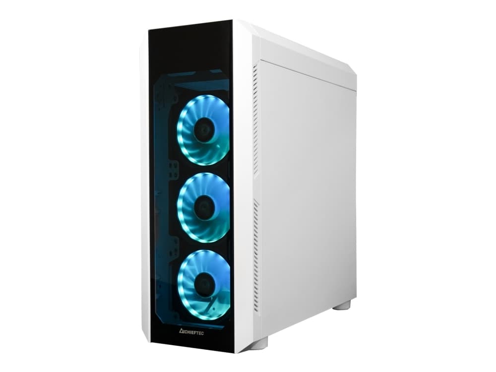 Chieftec GL-03W-OP, Midi Tower, PC, Valkoinen, ATX, mikro ATX, Mini-ITX, Hiiliteräs, Karkaistu lasi, Pelaaminen