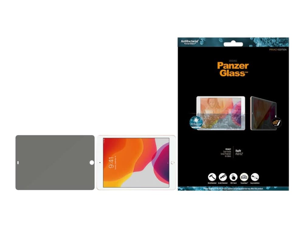 PanzerGlass™ | Yksityisyys ja tapausystävällinen - Skærmbeskytter tabletille - Reunasta reunaan sopiva - Krystalklar | Applen 10,2 tuuman iPad (7. sukupolvi)