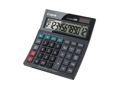 Canon AS-220RTS, Työpöytä, Näyttölaskin, 12 lukua, Näyttön kallistus, Akku, Musta