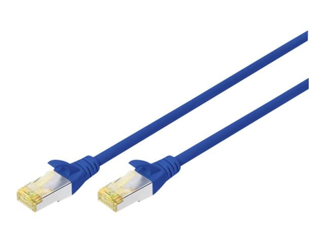 DIGITUS - Patchkabel - RJ-45 (han) til RJ-45 (han) - 25 cm - SFTP - CAT 6a - halogenfri, formet, knastfri - blå (pakke med 10)