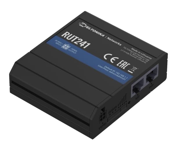 Teltonika RUT241, Matkapuhelinverkon reititin, Musta, Alumiini, Muovi, DIN-kisko, Teollinen, Nopea Ethernet