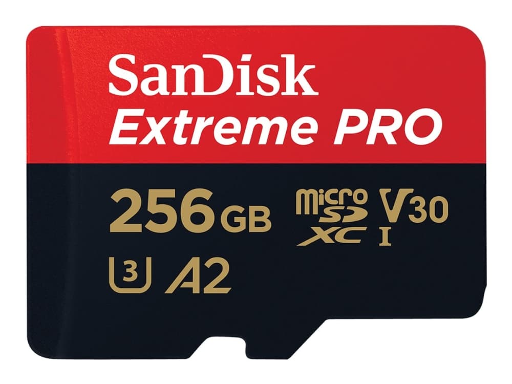 SanDisk Extreme Pro - Flash-muistikortti (microSDXC-SD-sovitin sisältyy) - 256 GB - A2 / Video Class V30 / UHS-I U3 / Class10 - microSDXC UHS-I