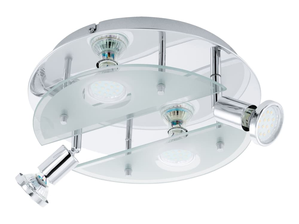 EGLO Cabo 1, GU10, 3000 K, 240 lm, IP20, Kromi, Läpinäkyvä, Valkoinen