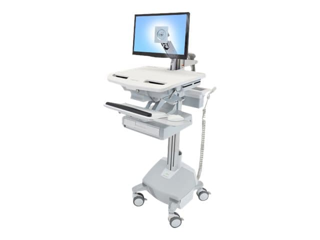 Ergotron StyleView, Alumiini, Harmaa, Valkoinen, Litteä paneeli, Multimediakärry, Alumiini, Muovi, Sinkittyä terästä, 15 kg, 61 cm (24)